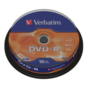 DVD-R Verbatim 4.7GB 16× Matt Silver 10 pack spindle/  V043523